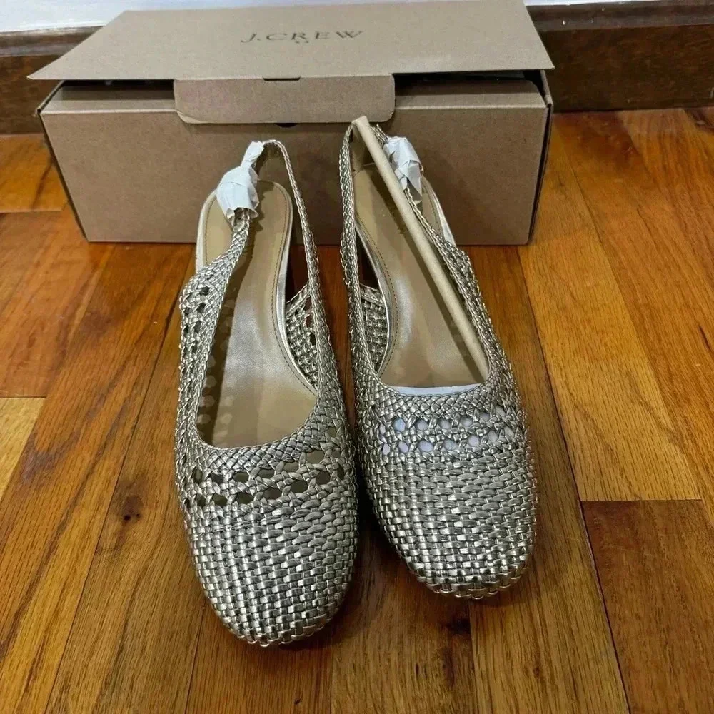 J.crew woven sling back heels 9.5